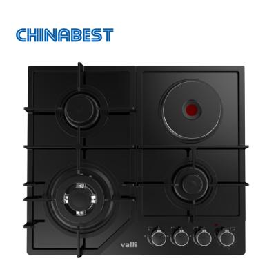 China Black Tempered Glass Top Quality 4 Ceramic / Glass Burners Built In Gas Hob And Electric Stove for sale