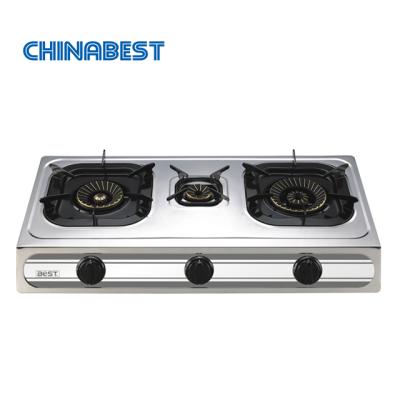 China Chinabest stainless steel good quality 3 burner tabletop gas stove or high end gas hob with low price for sale