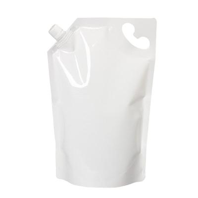 China Handmade 2000ml Laundry White Liquid Spouted Drinking Bag Holder Up Pouch Bags With Spout for sale