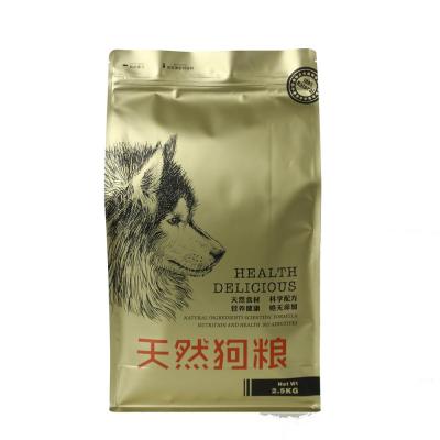 China Moisture-proof Spot Eight Seal Pet Food Packaging 2.5KG Side Gold Dog Food Bag for sale