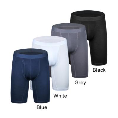 China [Drop Shipping] Antibacterial Solid Long Leg Sports Underwear Men's Boxer Shorts Breathable Cotton for sale