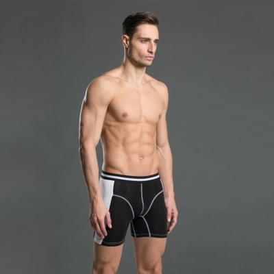 China Wholesale Fashion Solid Classic Sports Breathable Modal Men's Long Boxer Underwear Briefs Black Long Leg for sale