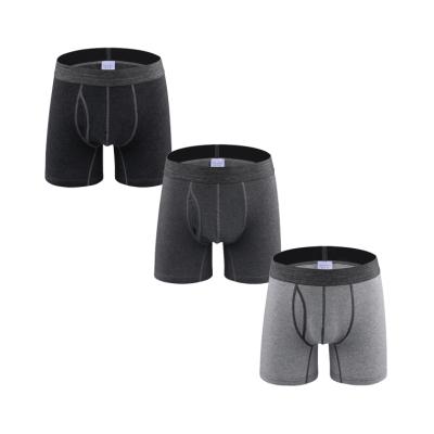 China Men's Boxer Briefs Breathable Antibacterial Comfort Tagless Underwear Mens Panties Custom Cotton No Ride Up Long Boxer For Men for sale