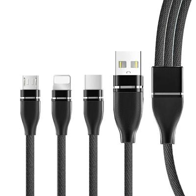 China 3 In 1 Fast Charging Nylon Usb Cable Amazon Hot OEM Free Sample Usb2.0 C Usb Charger 3in1 Fast Charging Cheap Cables for sale