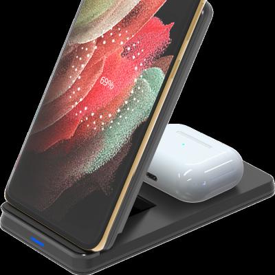 China Smart Watch 15w Customized Wireless Phone Charger Reference 2 in 1 Mobile Stand Fast Wireless Charger for sale