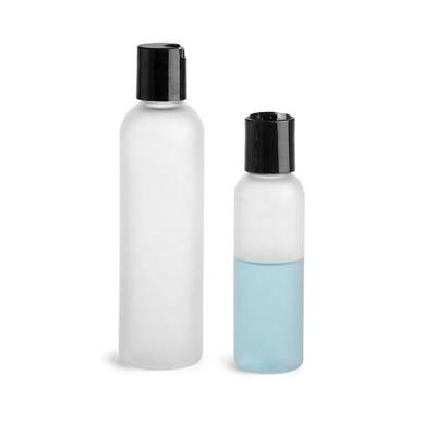 China Household Products Factory Direct Sales Frosted PET Cosmo Round Plastic Bottle With Black Smooth Disc Top Caps for sale