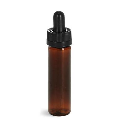 China Household Products Plastic Bottles Line Slim PET Cylinders Amber With Black Child Resistant Glass Droppers Pet Cosmetic Dropper Bottle for sale