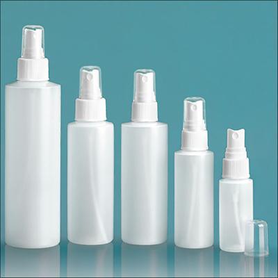 China Household Products 150ml Plastic Bottles , Natural HDPE Cylinders With White Fine Mist Sprayers Spray Plastic Bottle for sale