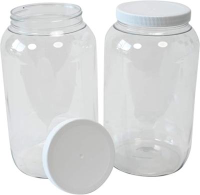 China Skincare cream 1 gallon clear plastic jars with ribbed liner screw on lids, PET plastic, bulk storage containers for sale