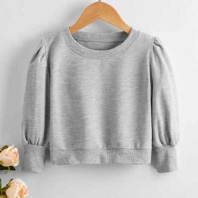 China Autumn Cute Puff Sleeve Baby Breathable Sweatshirt Spring Casual Simple Kids Top for sale