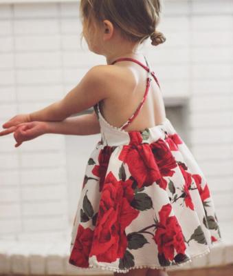 China Latest Breathable Babies Cross Back Floral Birthday Party Dress for sale