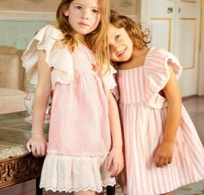 China Breathable Baby Stripe Dress Girls Princess Ruffle Casual Dress for sale