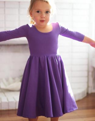 China Latest Breathable Long Sleeve Knit Cotton Girls Simple Princess Dress for sale