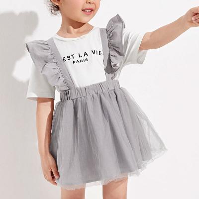 China New Design Breathable Infant Girls Solid Color Mesh Skirt With Cute Ruffle Strap for sale