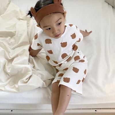 China Wholesale Casual New Style Summer Shorts Soft Sleeve T-shirt Printed Kids Pajamas for sale