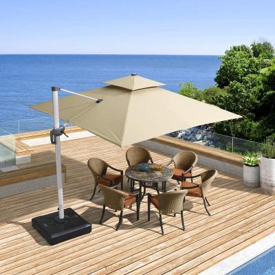 China Heavy Duty Patio Umbrella 3m Cantilever Sun Parasol Patio Umbrella Leisure Garden Roma Offset Pagoda Patio Umbrellas With Cross Base for sale