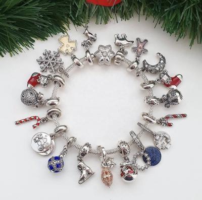 China New original CLASSIC S925 Sterling Silver Christmas LOGO High Quality Girl Jewelry DIY pendant beaded with Pandoraer charm bracelet for sale