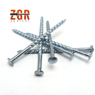 China ZGR Twisted Spiral Spike Nails Common Concrete Pan Flat Head Zinc Coated Nails for sale