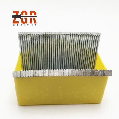 China Flat Steel Galvanized Decorative Straight Gauge 16GA T Brad Finish Nails 16 T50 Staples For Wood for sale