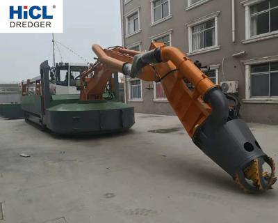 China Construction material shops HICL shipyard HWMD250 800m3/h amphibious river sand dredger / multifunctional swamp buggy dredger excavator with pontoon and weeds for sale