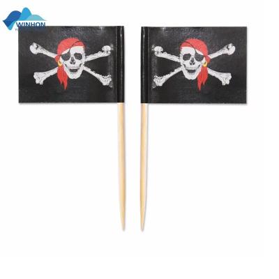 China Red Hotel and Resort Bandana Pirate Toothpick Flags, Halloween Party Cupcake Toppers, Pirate Cocktail Picks Flags Cheese Markers for Appetizer for sale