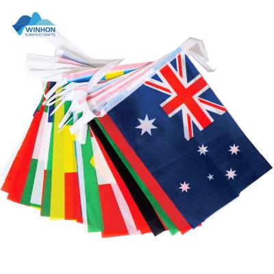 China 2022 Outdoor Hanging Advertising Qatar World Cup Bunting Flags Hanging Flag Soccer 32 Teams National Flags String Banner for sale