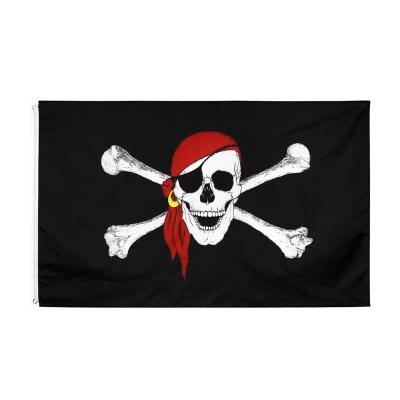 China Barber Shop Hot Wholesale 100% Polyester 3x5ft Running Crossbones Black Pirate Jack Rackham Jolly Roger Flag for sale