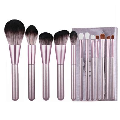 China Angular Blush High Quality Vegan 2021 Cruelty Free Makeup Brushes Custom LOGO Pink Foundation Makeup Brush Private Label Set for sale