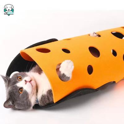 China Washable Aisle Felt Viable Toy Interactive Pet House Kitten Nest Foldable Puppy Play Crushable Tube Pom Splicing Holes Cat Tunnel for sale