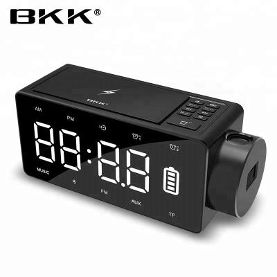 China Wireless Bluetooth Wireless Charging Speaker Alarm With Clock Projection for sale