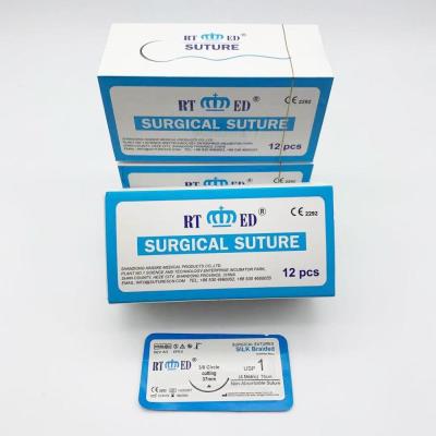 China Closure 2020 Coiled Silk Surgical Suture With Needle Thread Size And Needle Shape 75 Cm USP #2/0 Varied Non-Absorbable CE ISO Certified for sale