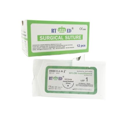 China Safety Hot Sale Suture Nylon Monofilament Nonabsorbable Surgical Sutures With Needle for sale