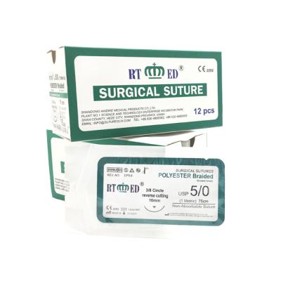 China Non-absorbable Surgery Polyester Surgical Suture Needles Green for sale