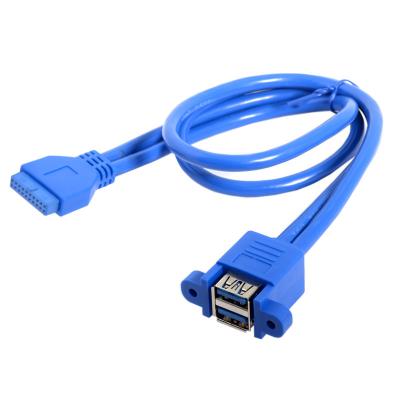 China COMPUTER 20PIN USB3.0 Bulkhead Cable USB Data Line to Dual Panel Extension Cable with Ears Mount Rear Chassis PCI Bulkhead Cable for sale