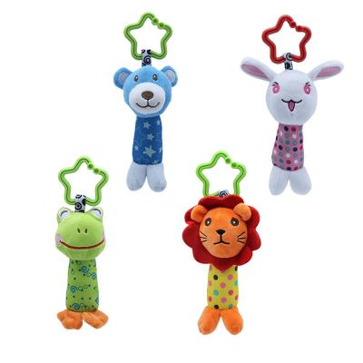 China Eco-Friendly Plush Toy Cartoon Animals Hands Baby Rattle Shaker Rattles For Baby Hearing Developmental Educational Baby Toys 0 12 Months for sale