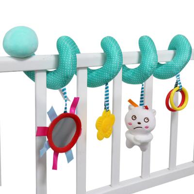 China 2021 Early Education AUGLEKA New Arrival Child Crib Baby Pram Rattle Stroller Car Hanging Sensory Educational Spiral Seat Toy with Bear and Teether for sale