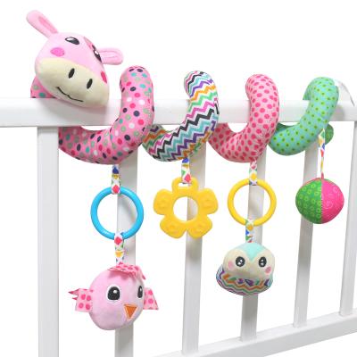 China AUGLEKA Wholesale Early Education Hanging Toys Push Around Activity Stroller Hutch Bar Crib Car Seat Baby Spiral Toy with Stuffed Animal for sale