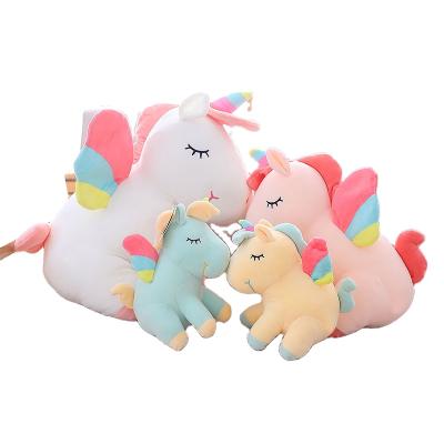 China Unicorn Plush Toys Cartoon Horse 25-55cm Cute Eco-friendly With Rainbow Wings Stuffed Animal Doll For Baby Kids Gift for sale