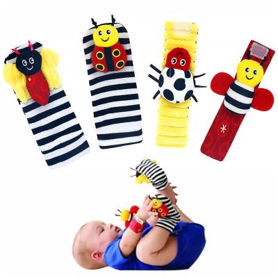 China Wholesale AUGLEKA 2021 Funny Baby Toddler Ring Bell Infant Crib Bell Baby Kids Newborn Plush Socks Ratchet Toy for sale