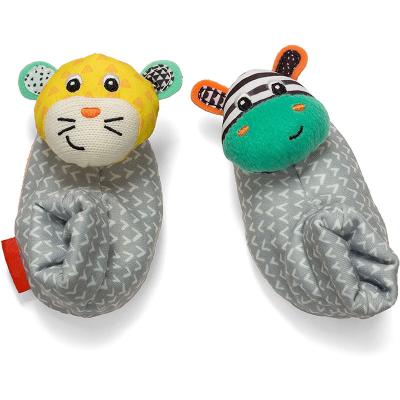 China AUGLEKA 2021 Funny Baby Gift Wholesale Zebra and Tiger Sock Rattles Toys Baby Foot Finders and Wrist Rattle for Infants for sale