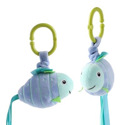 China Eco-Friendly Custom Car Seat Hutch Plush Wind Chime Baby Fish Hanging Animal Toys With Teether For Boys Girls for sale