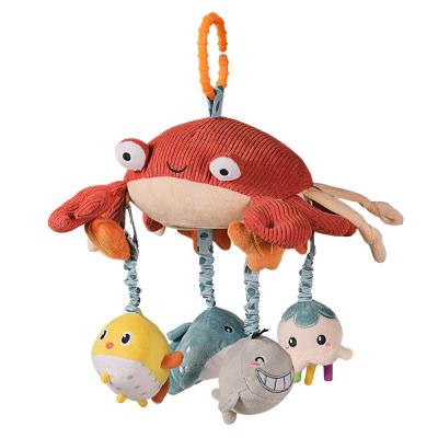 China AUGLEKA Eco-Friendly Soft Early Infant Crab Fish Developmental Sea Animal Sound Doll Baby Hutch Toy Baby Hanging Rattles 0-12 Months for sale