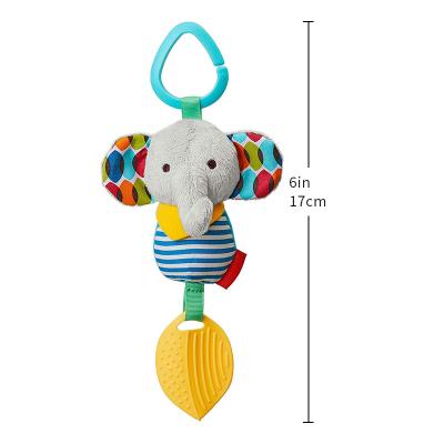 China Eco-friendly Cartoon Animals Elephant Plush Toys Baby Rattle Hand Bell Baby Stroller Crib Hanging Ratchets Christmas Birthday Gifts for sale