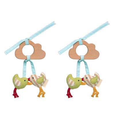 China Eco-Friendly Let's Make Baby Rattles Crochet Baby Teether Wooden Rattle Toys Hanging Bird Wooden Products Rattle for sale