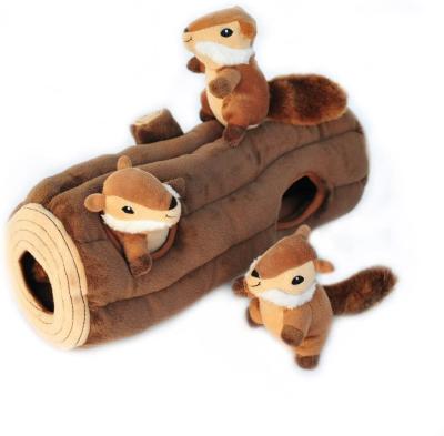 China AUGLEKA Comfy Custom Doll Stuffed Plush Puzzle Skin-A-Squirrel Squeaky Toy Hide Dog & Seek Activity Pet Toys For Dogs for sale