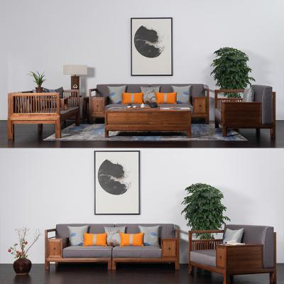 China Sectional Wooden Sofa Chinese Style Corner Sofa Sets Living Room Furniture for sale