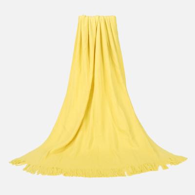 China Anti-bacteria 100% Acrylic Cream Spray Blankets Ultra Thick Soft Comfortable Decorative Blankets With Tassels Fringe For Couch Sofa for sale