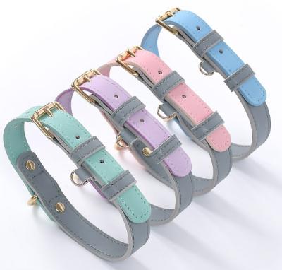 China Viable Amazon Hot Sale Leather Collar Dog Cat Collar With Bell Custom Made Cat Collars for sale