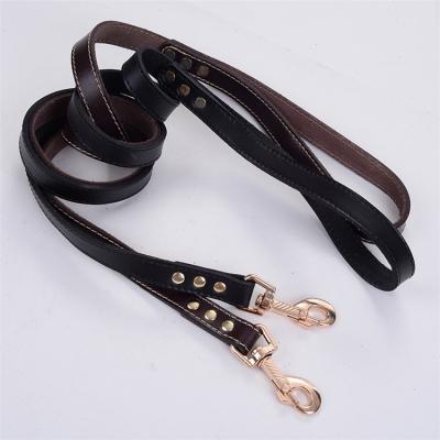 China Sustainable Pet Supplies New Pet Small and Medium Dog Double-End Clip Leash Leather Leasher for sale