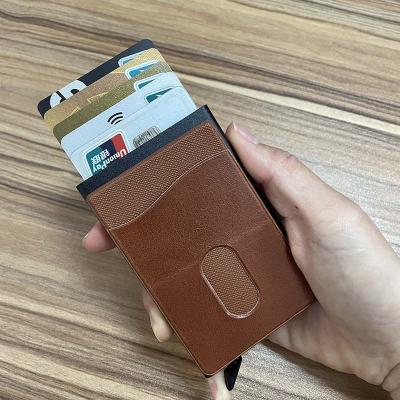 China Moq Aluminum Small Card Holder Fast Delivery Fashion Credit Wallet Leather Minimalist Pop for sale